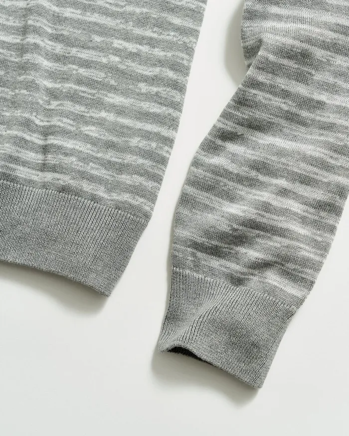 Men Space Dye Stripe Crew Grey Billy Reid Sweaters and Sweatshirts
