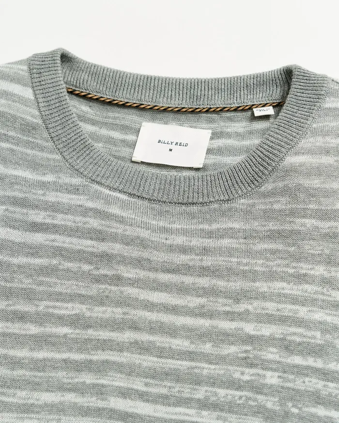 Men Space Dye Stripe Crew Grey Billy Reid Sweaters and Sweatshirts