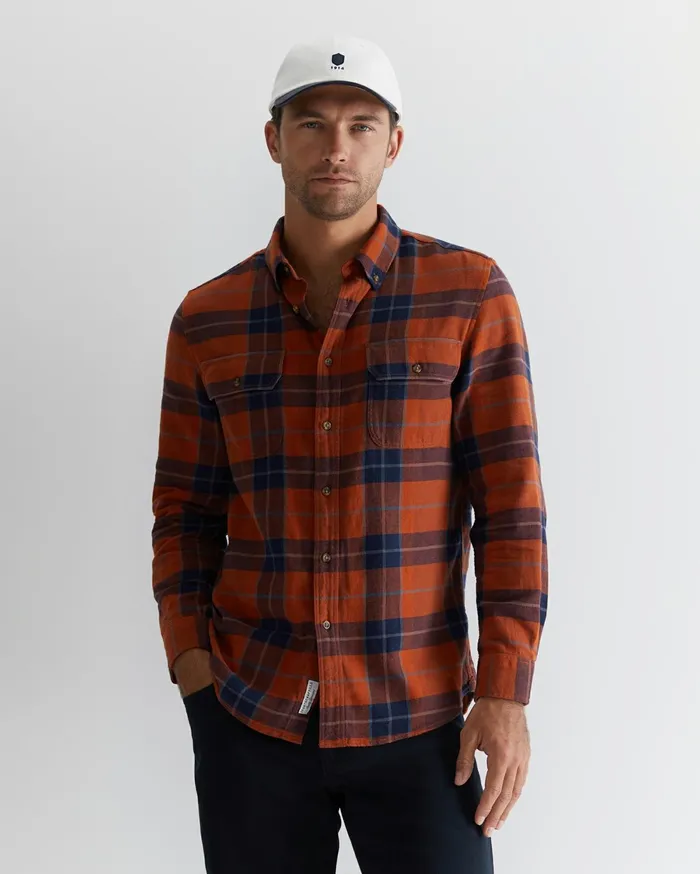 Men Sportscraft Shirts Hindsmarsh Check Shirt Orange