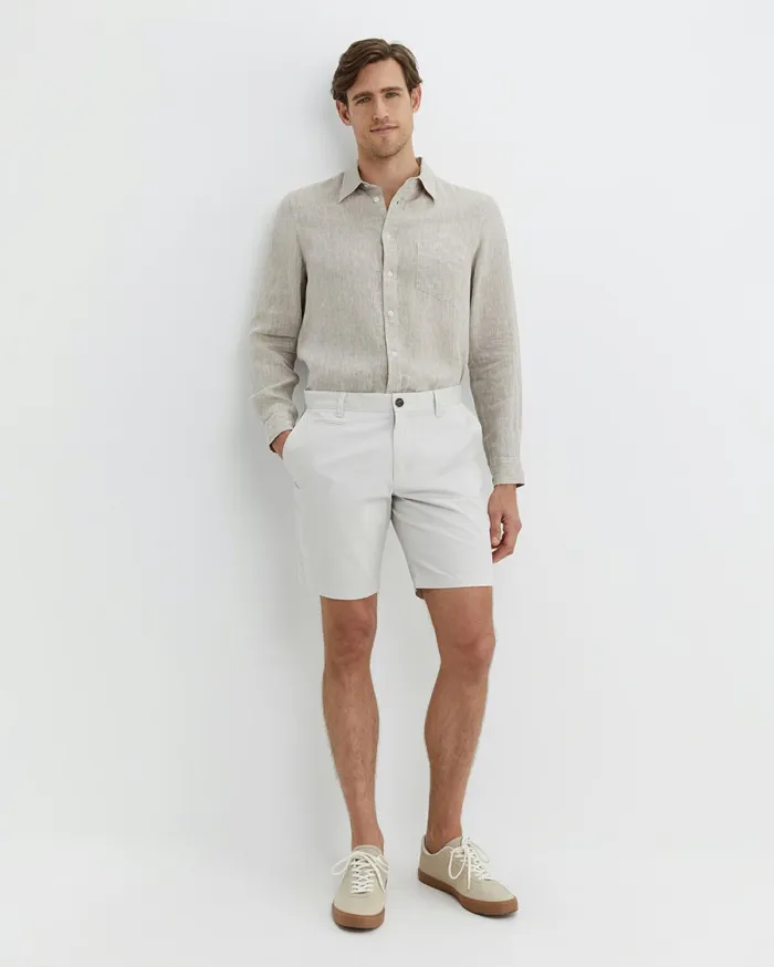 Men Sportscraft Shirts Long Sleeve Linen Shirt Barley