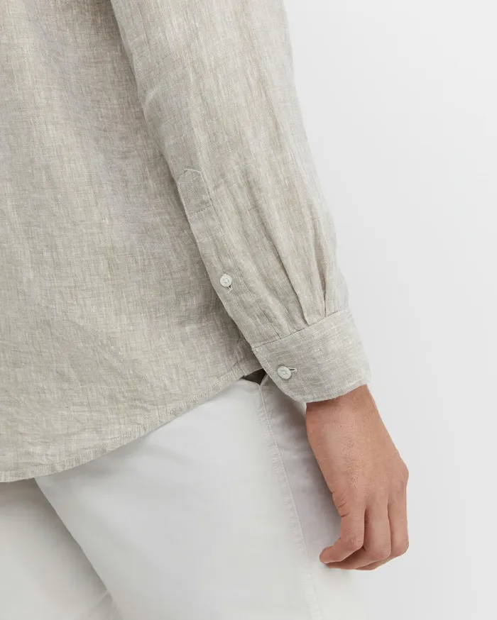 Men Sportscraft Shirts Long Sleeve Linen Shirt Barley