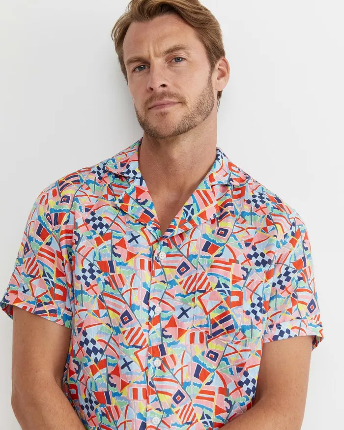 Men Sportscraft Shirts Mac Short Sleeve Liberty Cuban Shirt Multi