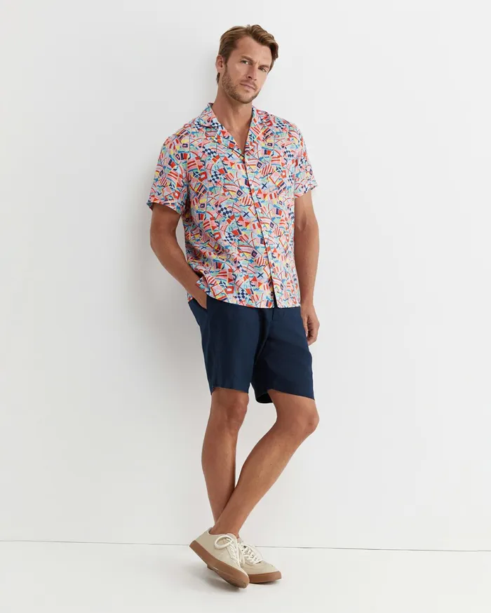 Men Sportscraft Shirts Mac Short Sleeve Liberty Cuban Shirt Multi