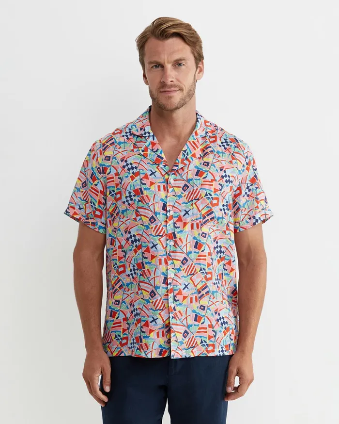 Men Sportscraft Shirts Mac Short Sleeve Liberty Cuban Shirt Multi
