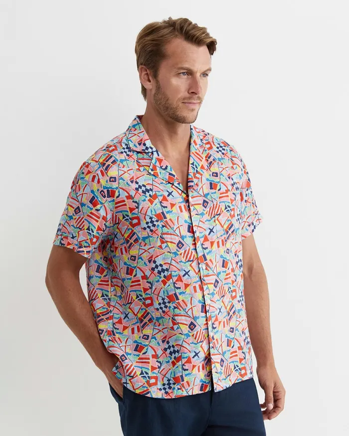Men Sportscraft Shirts Mac Short Sleeve Liberty Cuban Shirt Multi
