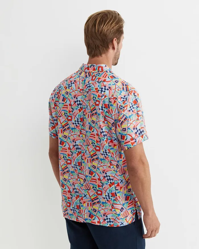Men Sportscraft Shirts Mac Short Sleeve Liberty Cuban Shirt Multi