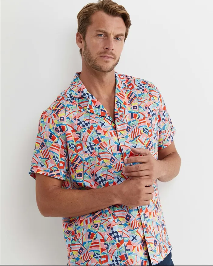 Men Sportscraft Shirts Mac Short Sleeve Liberty Cuban Shirt Multi