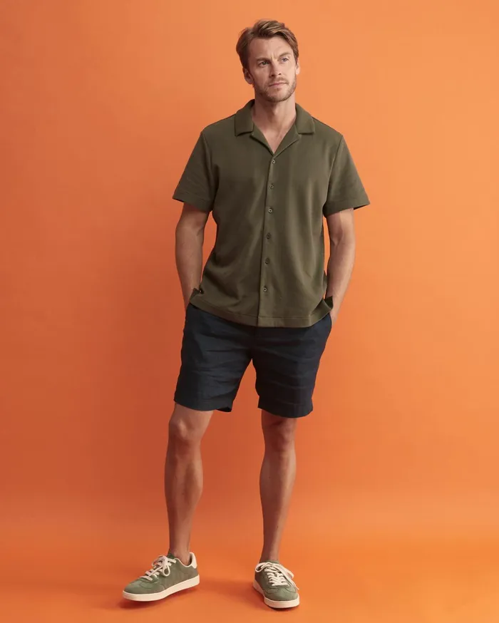 Men Sportscraft Shirts Nason Short Sleeve Pique Shirt Khaki