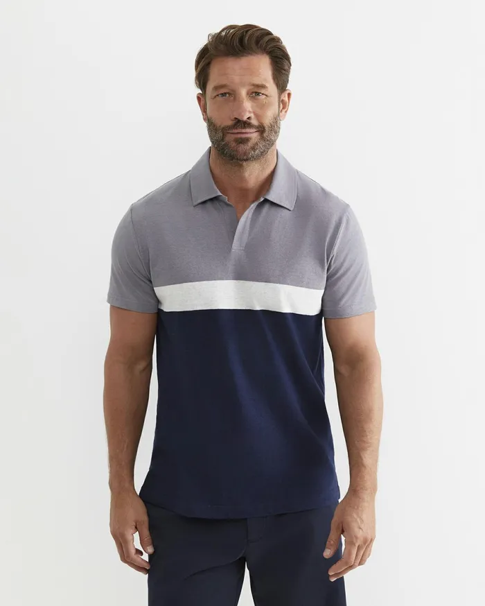 Men Sportscraft TShirts and Polos Gerard Stripe Polo Blue Multi