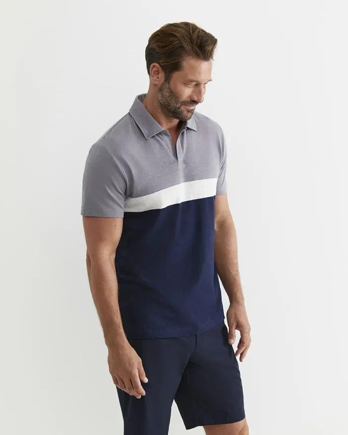 Men Sportscraft TShirts and Polos Gerard Stripe Polo Blue Multi
