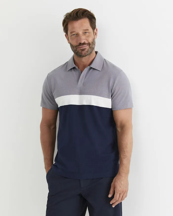 Men Sportscraft TShirts and Polos Gerard Stripe Polo Blue Multi