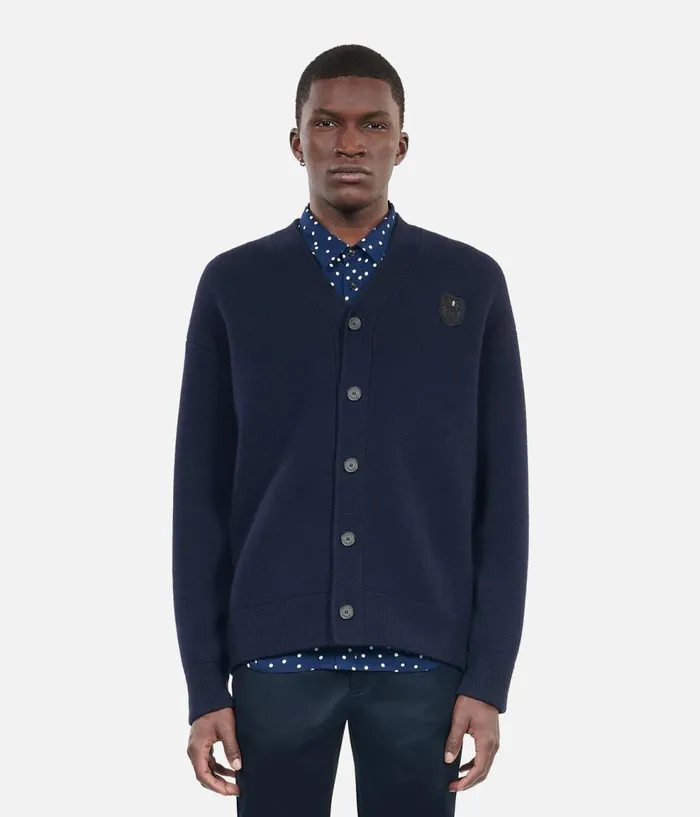 Men Sweaters THE KOOPLES Navy Blue Wool Cardigan Men Sweaters THE KOOPLES Navy Blue Wool Cardigan