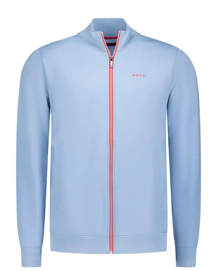 Men Sweatshirts NZA New Zealand Auckland Blue Cardigan With Red Accents 8211 Brave Blue