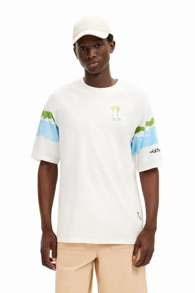 Men Tshirts Desigual Watercolor Palm Trees TShirt