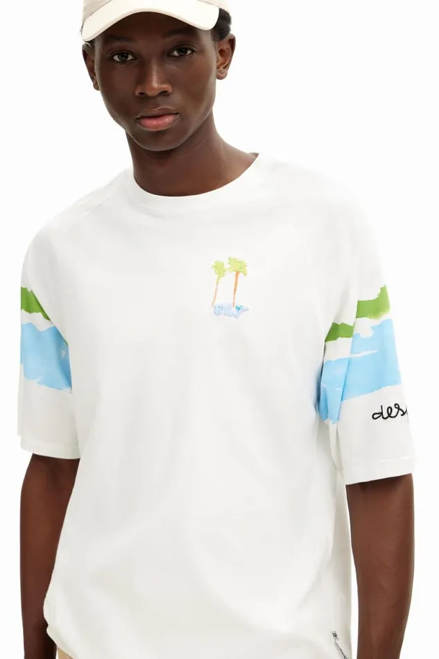 Men Tshirts Desigual Watercolor Palm Trees TShirt