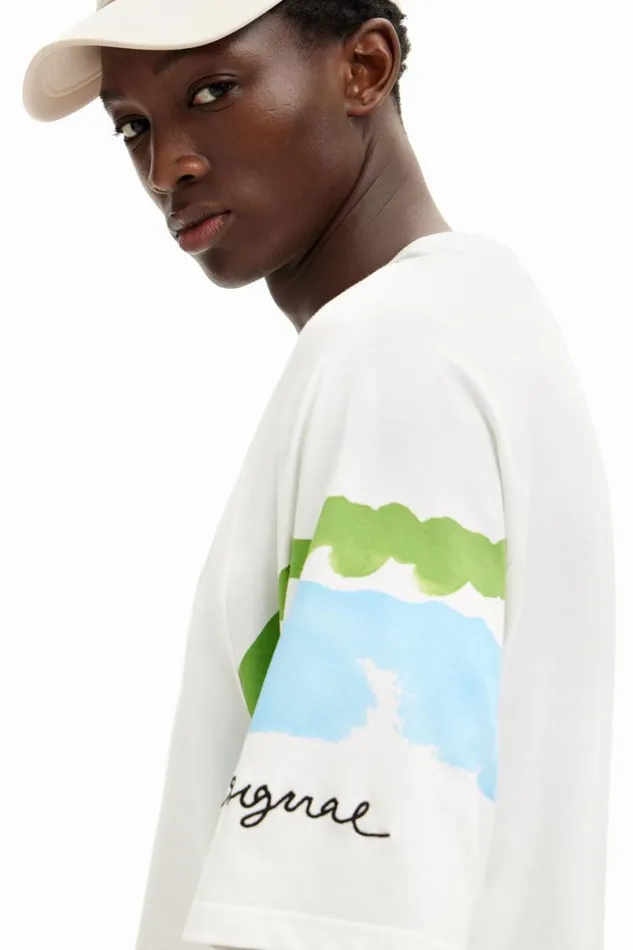 Men Tshirts Desigual Watercolor Palm Trees TShirt