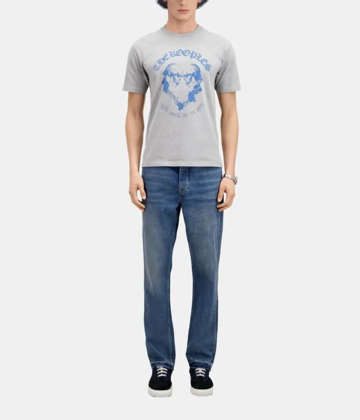Men Tshirts THE KOOPLES Light Grey Tshirt With Skull Heart Serigraphy