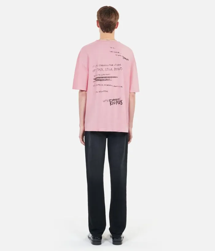 Men Tshirts THE KOOPLES Light Pink What Is Handwritten Serigraphy Tshirt