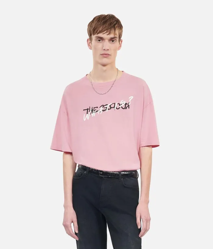 Men Tshirts THE KOOPLES Light Pink What Is Handwritten Serigraphy Tshirt