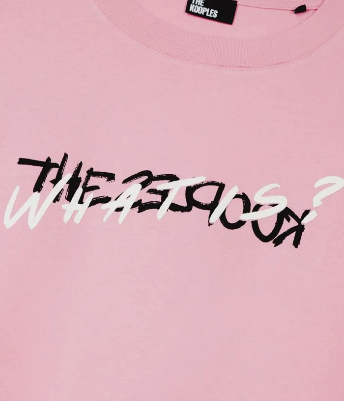 Men Tshirts THE KOOPLES Light Pink What Is Handwritten Serigraphy Tshirt