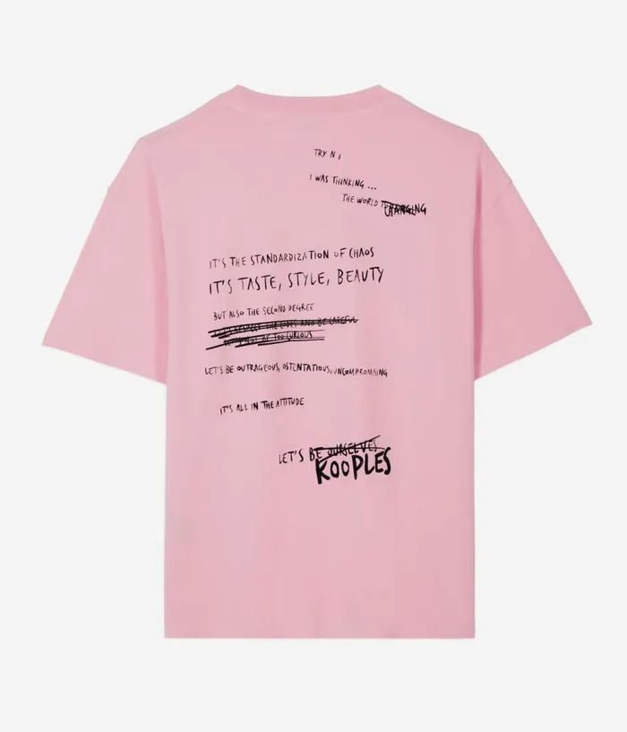 Men Tshirts THE KOOPLES Light Pink What Is Handwritten Serigraphy Tshirt