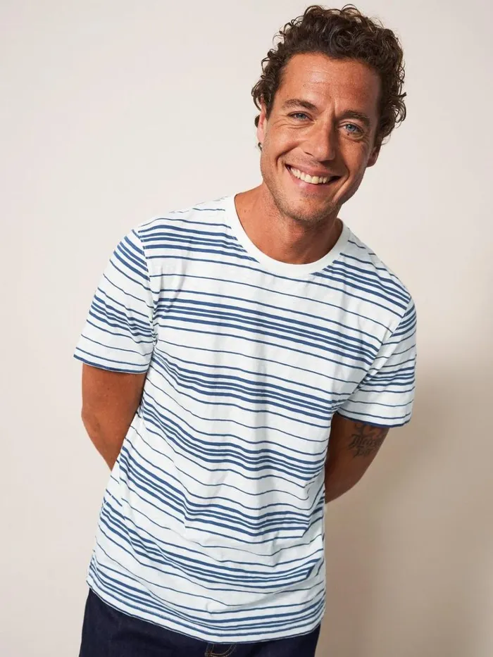 Men TSHIRTS White Stuff Abersoch Stripe SS Tee Natural White