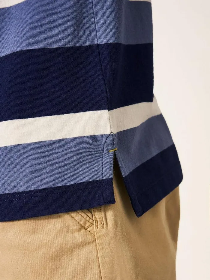 Men TSHIRTS White Stuff Block Stripe SS Polo Blue Multi