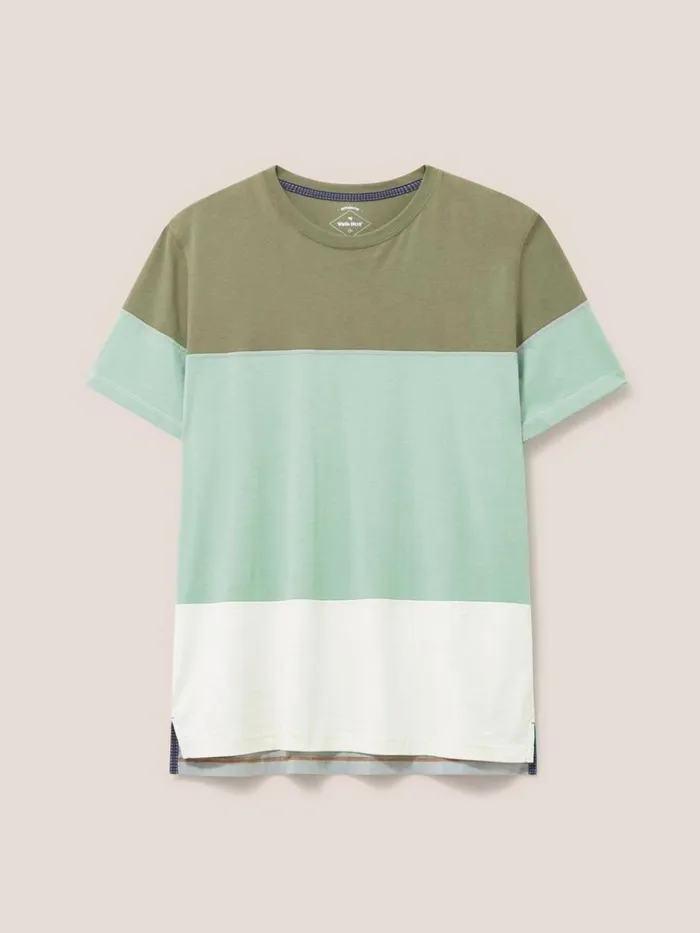 Men TSHIRTS White Stuff Linwood Colourblock SS Tee Dusty Green