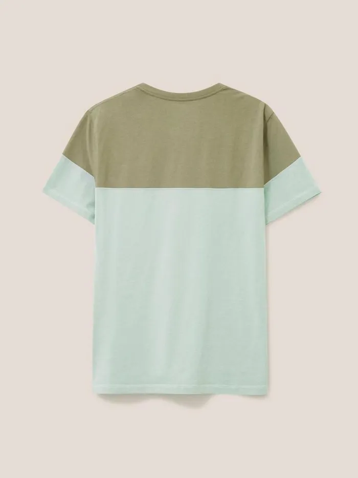 Men TSHIRTS White Stuff Linwood Colourblock SS Tee Dusty Green