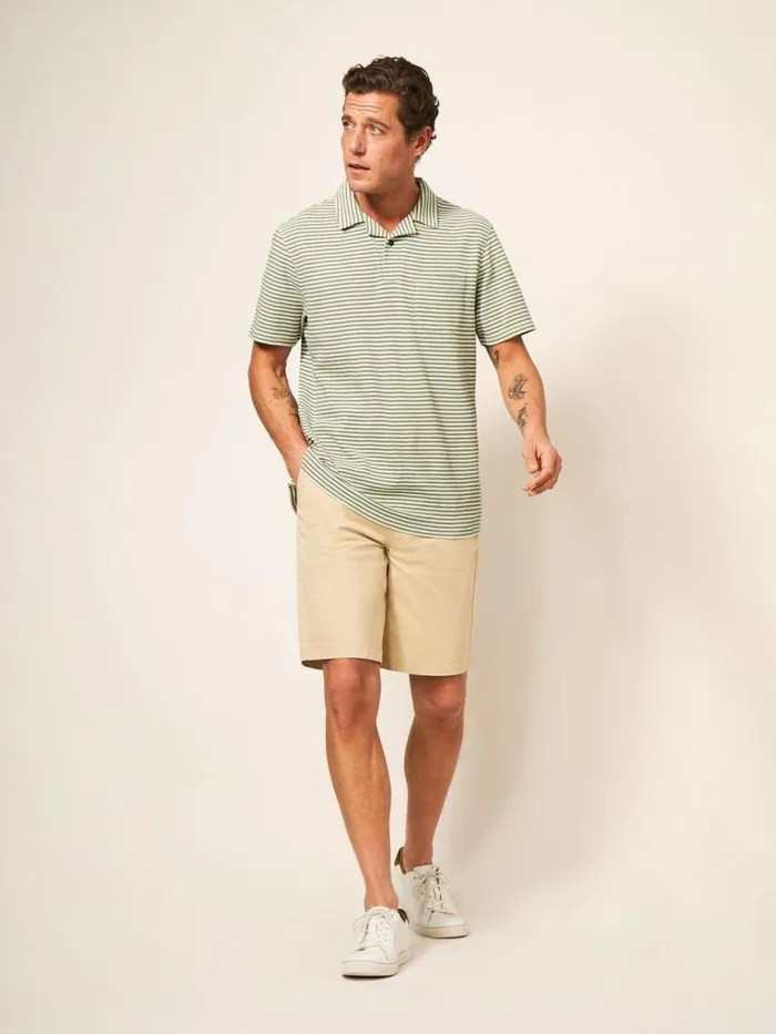 Men TSHIRTS White Stuff Revere Stripe Polo Mint Green