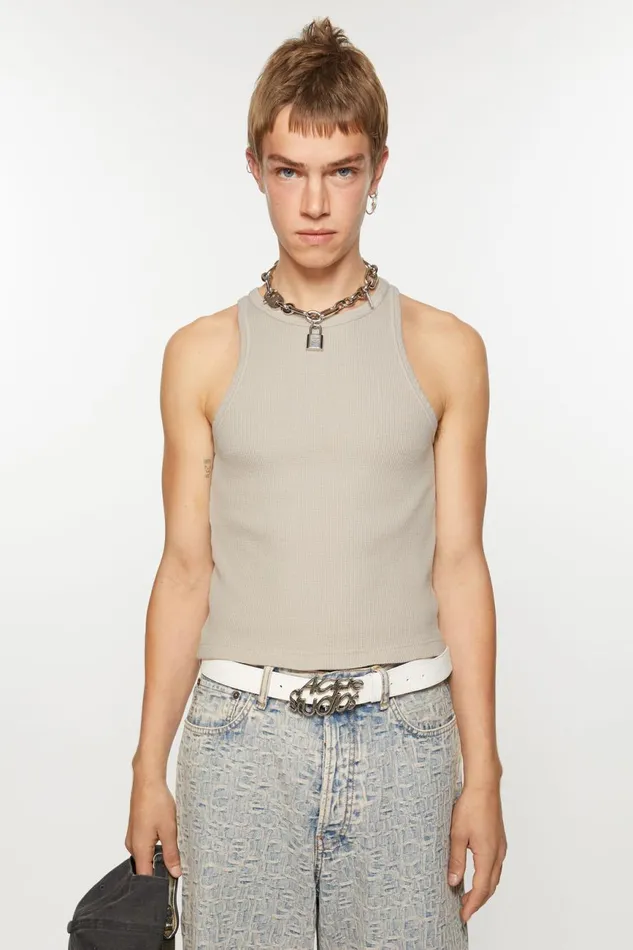 Men Tank Top 8211 Fitted Unisex Fit Bright Grey Acne Studios Tshirts