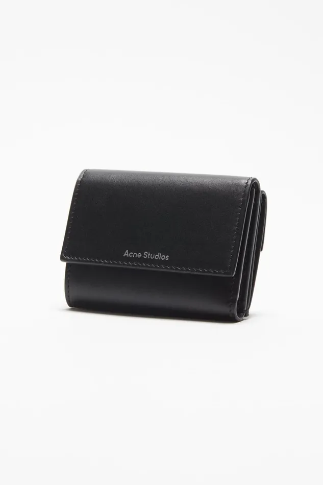 Men Trifold Leather Wallet Black Acne Studios Small Leather Goods