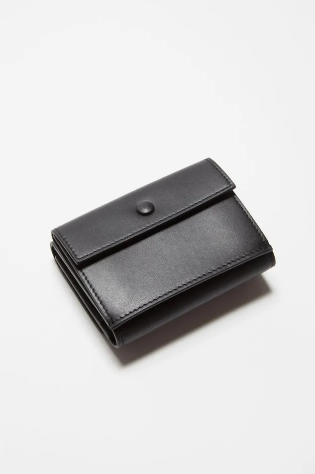 Men Trifold Leather Wallet Black Acne Studios Small Leather Goods