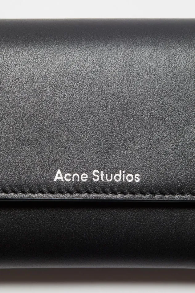 Men Trifold Leather Wallet Black Acne Studios Small Leather Goods