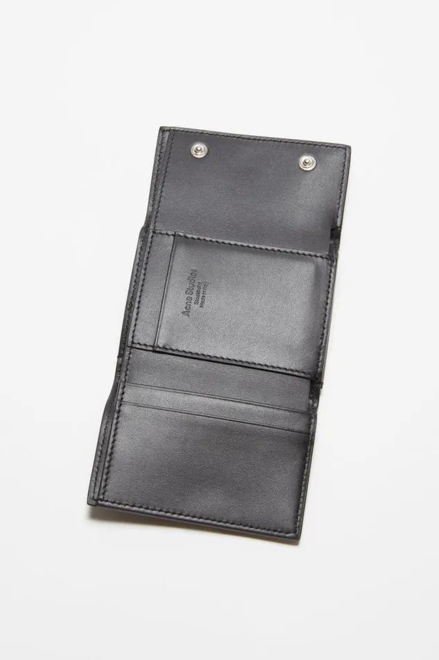 Men Trifold Leather Wallet Black Acne Studios Small Leather Goods