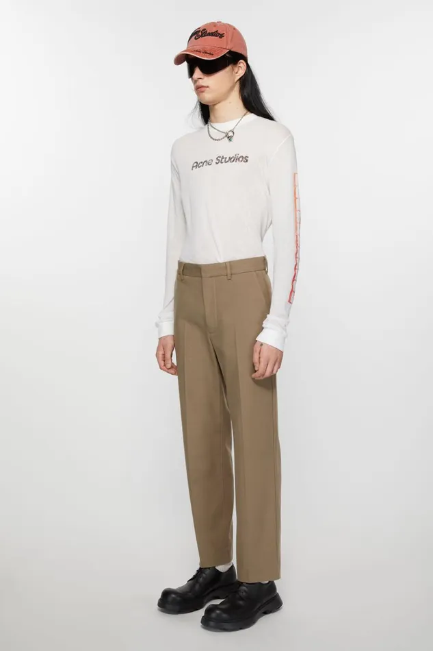 Men Twill Cottonblend Trousers Hazelnut Brown Acne Studios Trousers