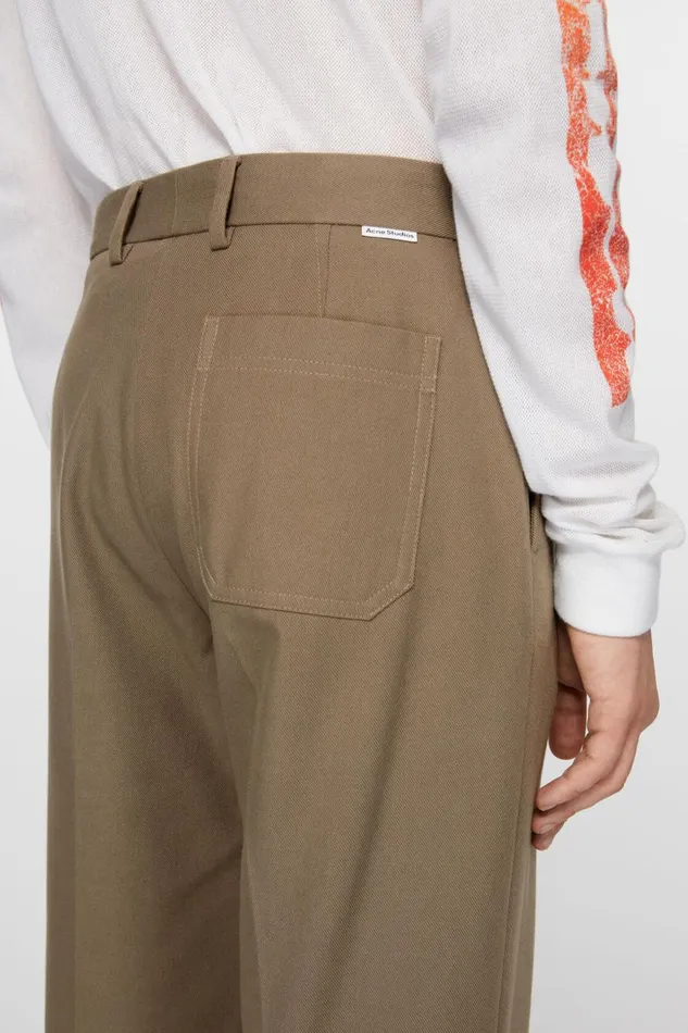 Men Twill Cottonblend Trousers Hazelnut Brown Acne Studios Trousers