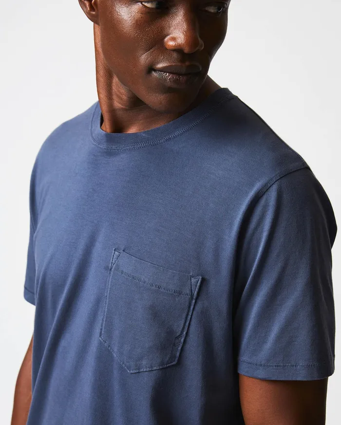 Men Washed Tee Navy Billy Reid Polos Tees and Henleys