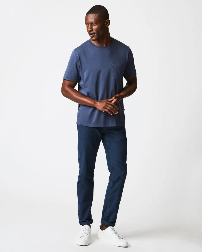 Men Washed Tee Navy Billy Reid Polos Tees and Henleys