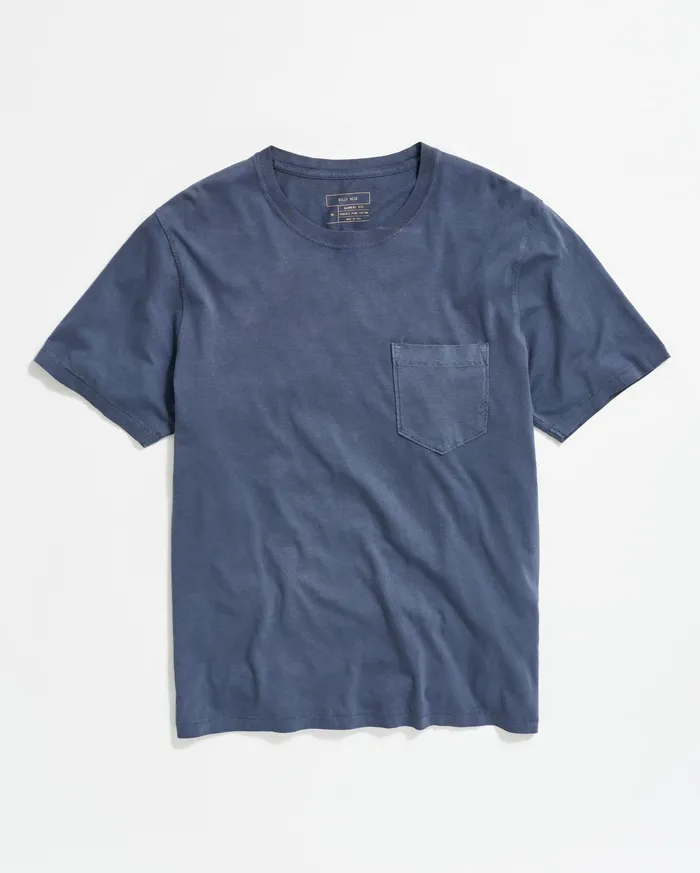 Men Washed Tee Navy Billy Reid Polos Tees and Henleys