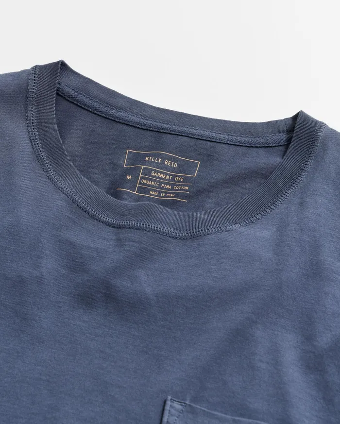 Men Washed Tee Navy Billy Reid Polos Tees and Henleys