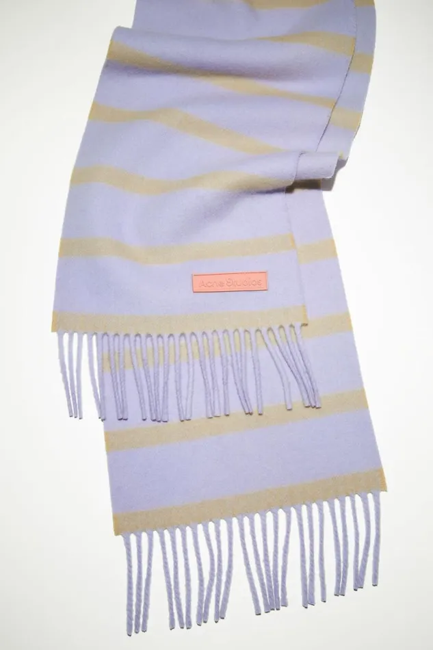 Men Wool Scarf Pink Label 8211 Narrow Lilacyellow Acne Studios Scarves
