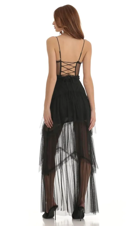 Mesh Corset Maxi Dress Black Women LUCY IN THE SKY Maxi Dresses Mesh Corset Maxi Dress Black Women LUCY IN THE SKY Maxi Dresses