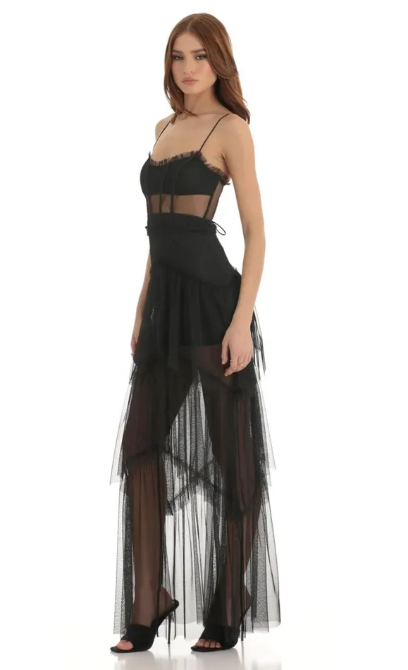 Mesh Corset Maxi Dress Black Women LUCY IN THE SKY Maxi Dresses Mesh Corset Maxi Dress Black Women LUCY IN THE SKY Maxi Dresses