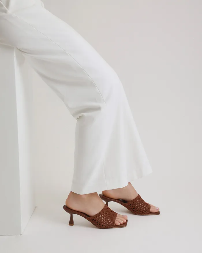 MID HEELS Jordyn mid heel sandals cognac textile jomercer Women MID HEELS Jordyn mid heel sandals cognac textile jomercer Women
