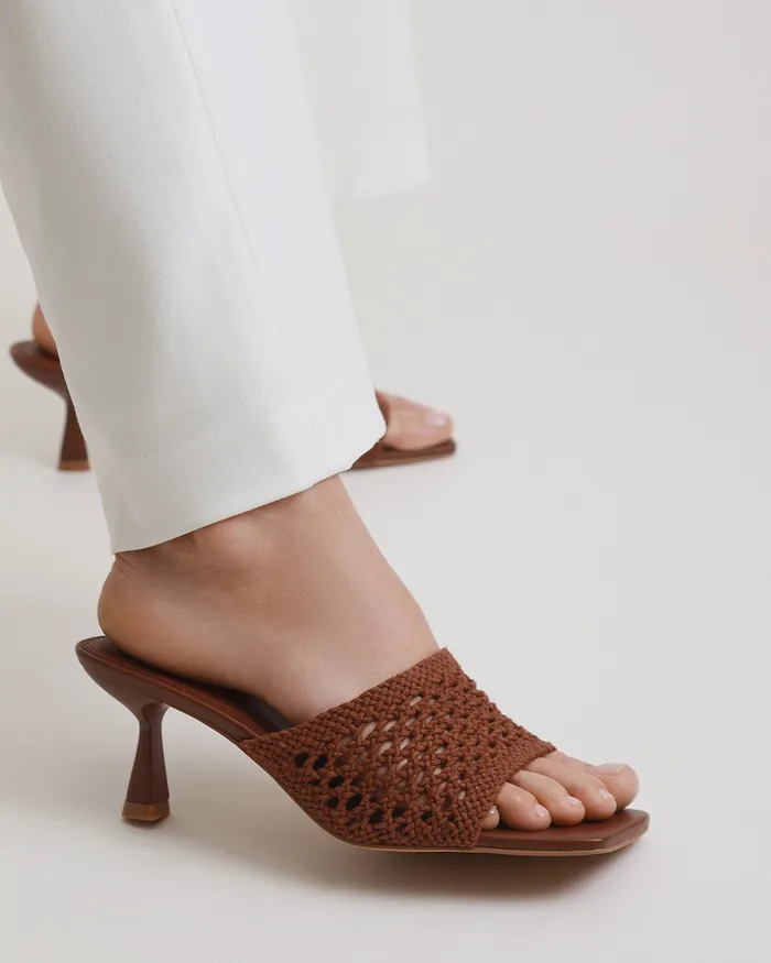 MID HEELS Jordyn mid heel sandals cognac textile jomercer Women MID HEELS Jordyn mid heel sandals cognac textile jomercer Women