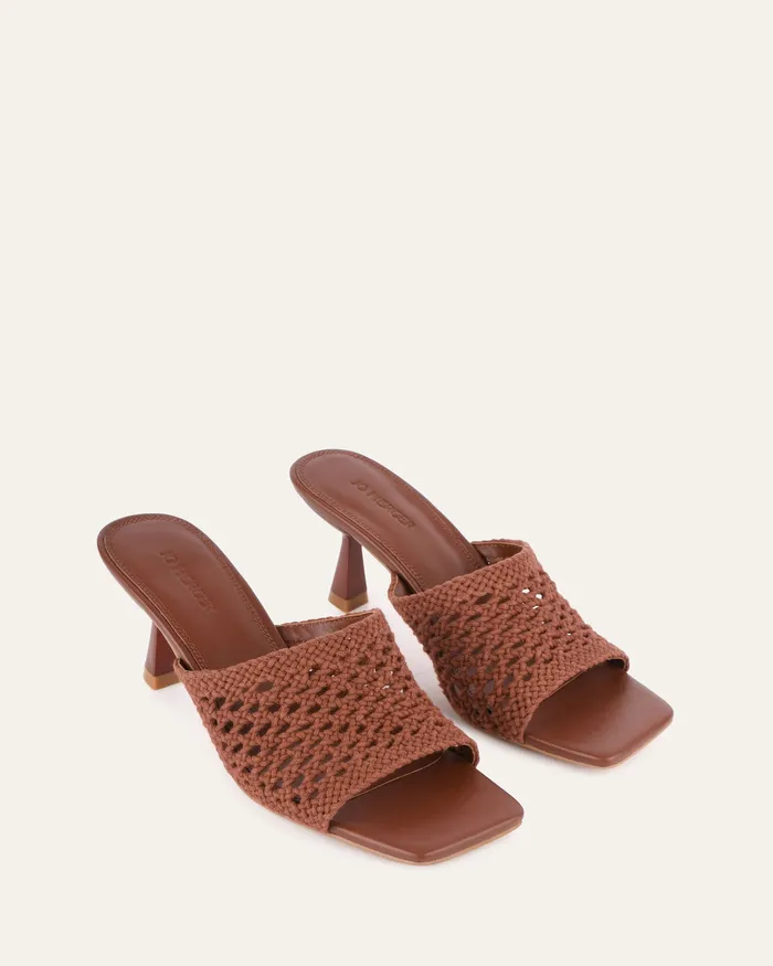 MID HEELS Jordyn mid heel sandals cognac textile jomercer Women MID HEELS Jordyn mid heel sandals cognac textile jomercer Women