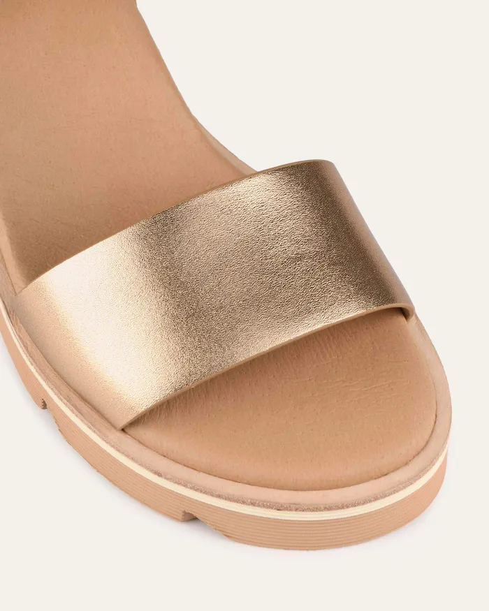 MID SANDALS jomercer Women Katie mid heel wedge sandals gold leather