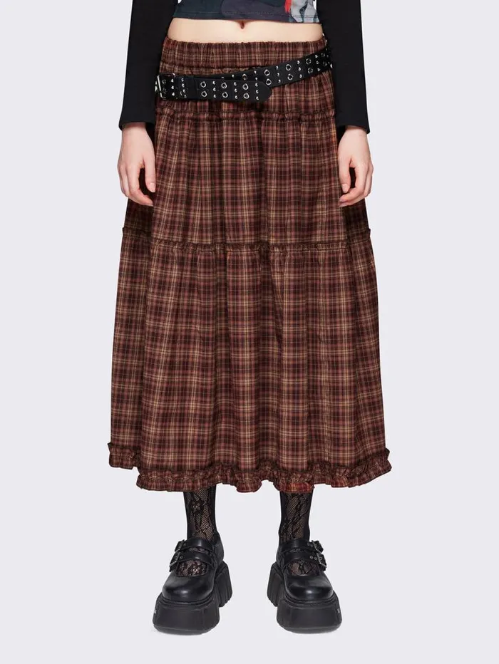 Millie Check Maxi Skirt Women Minga London Bottoms
