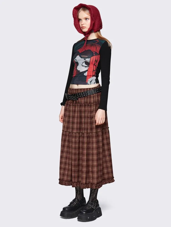Millie Check Maxi Skirt Women Minga London Bottoms